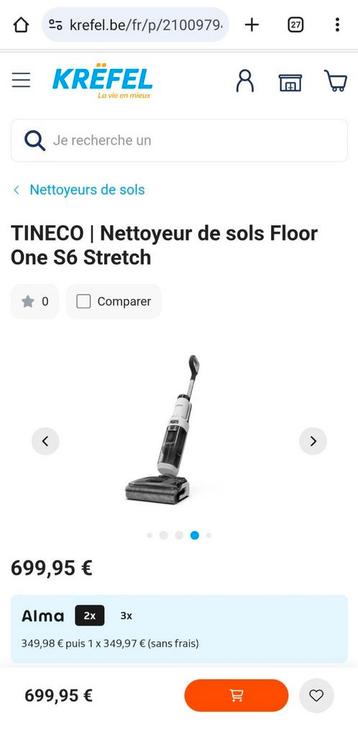 Tineco Floor One Stretch S6 – Neuf, Electroménager, Enlèvement ou Envoi, Neuf, Réservoir, Aspirateur