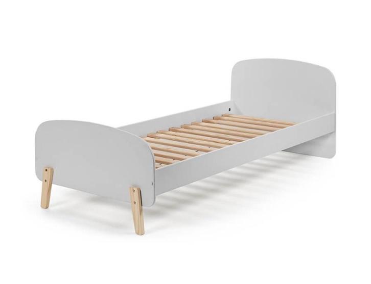 Kinderbed + nachtkast (licht grijs) Kiddy van Vipak, Huis en Inrichting, Slaapkamer | Bedden, Zo goed als nieuw, Eenpersoons, 90 cm