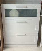 Witte ladekast / commode met 3 lades, Ophalen, 50 tot 100 cm, Zo goed als nieuw, 3 of 4 laden