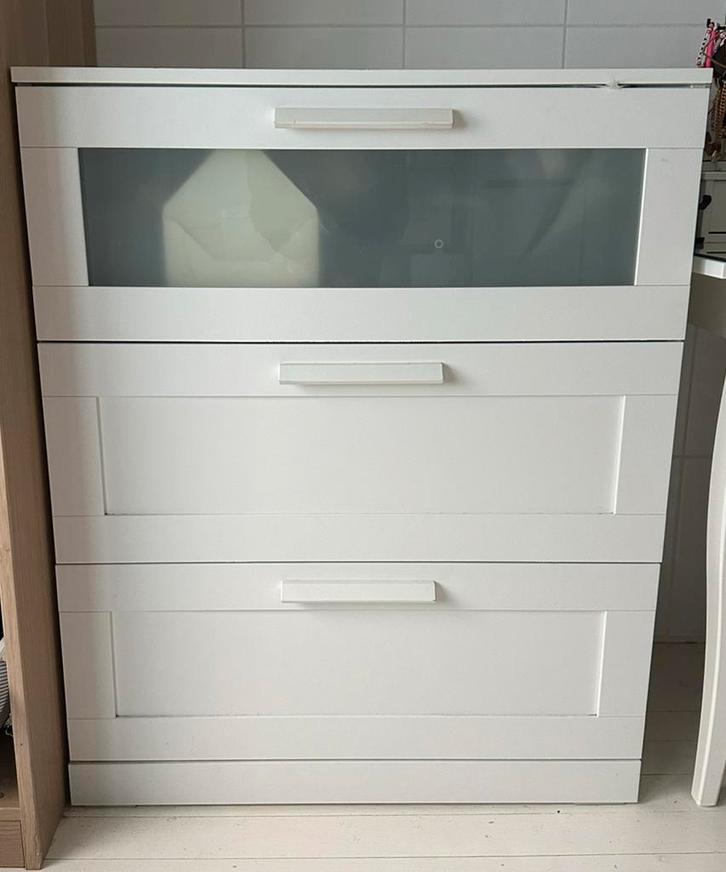 Witte ladekast / commode met 3 lades, Huis en Inrichting, Kasten | Ladekasten, Zo goed als nieuw, Minder dan 100 cm, 50 tot 100 cm