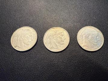 3 mooie zilveren 20 Belgische Franken munten 1949, 50, 53 beschikbaar voor biedingen