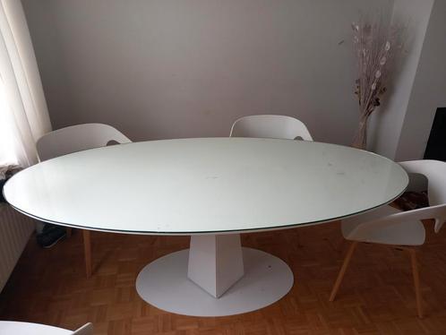 Table à manger ovale moderne avec plateau en verre, Maison & Meubles, Tables | Tables à manger, Comme neuf, Enlèvement ou Envoi
