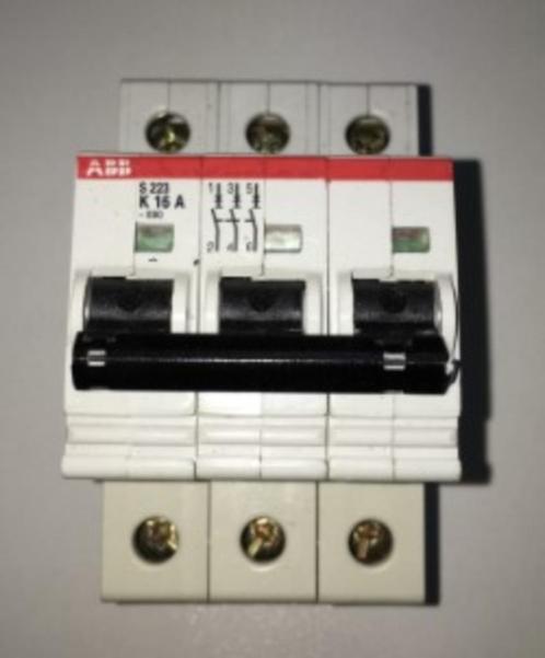 3P ABB S223 K16A stroomonderbrekers, Doe-het-zelf en Bouw, Elektriciteit en Kabels, Zo goed als nieuw, Overige typen