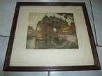 gesigneerd ets van steen  , van de ezelpoort in Brugge, Antiek en Kunst, Ophalen of Verzenden