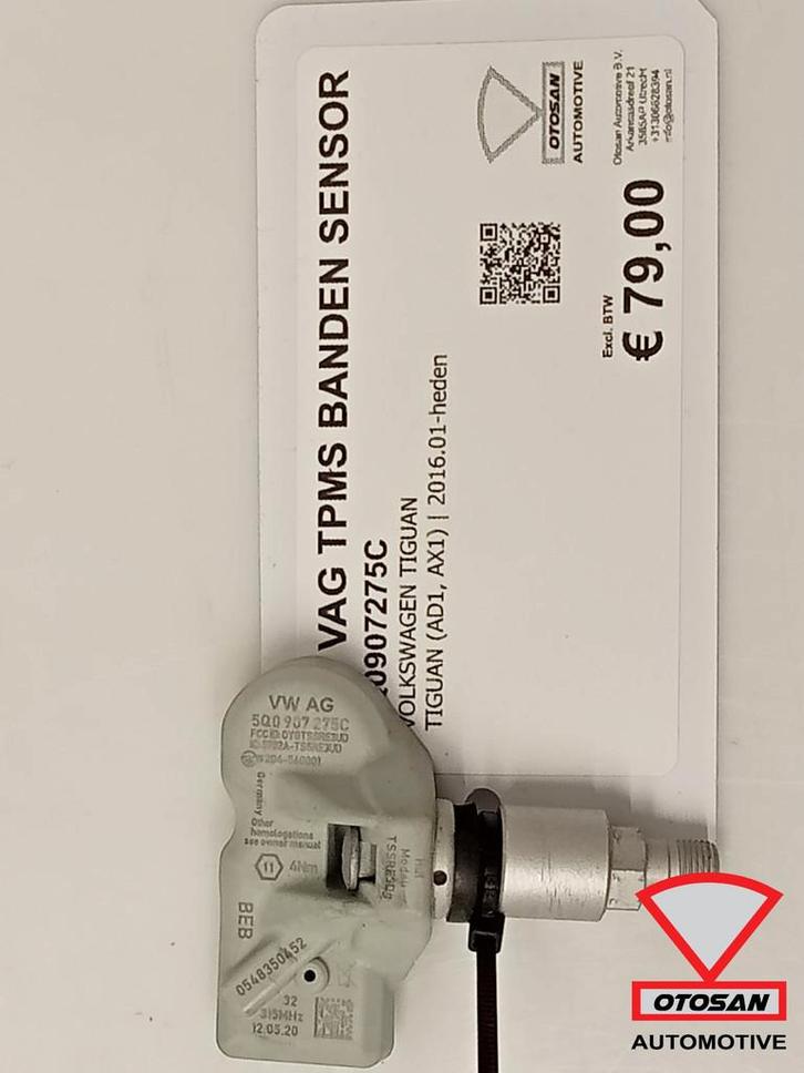 VW Audi Seat Skoda VAG TPMS Banden Sensor 5Q0907275C, Auto-onderdelen, Elektronica en Kabels, Volkswagen, Gebruikt