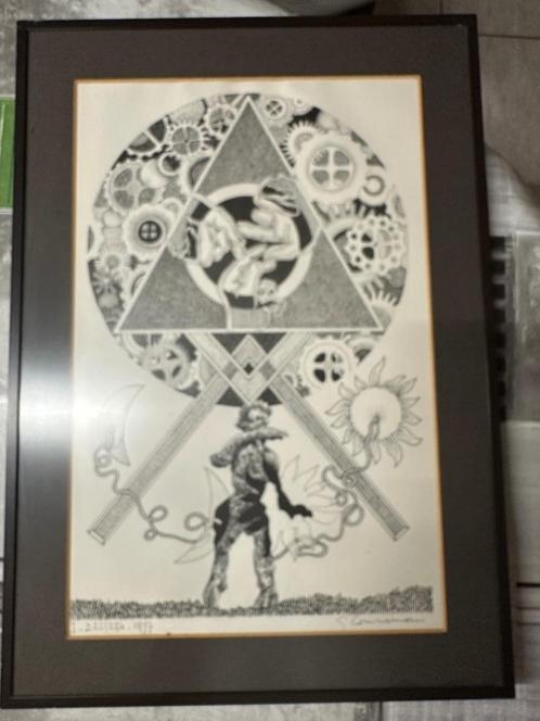 Masonic tekenframe, Antiek en Kunst, Kunst | Tekeningen en Fotografie, Ophalen