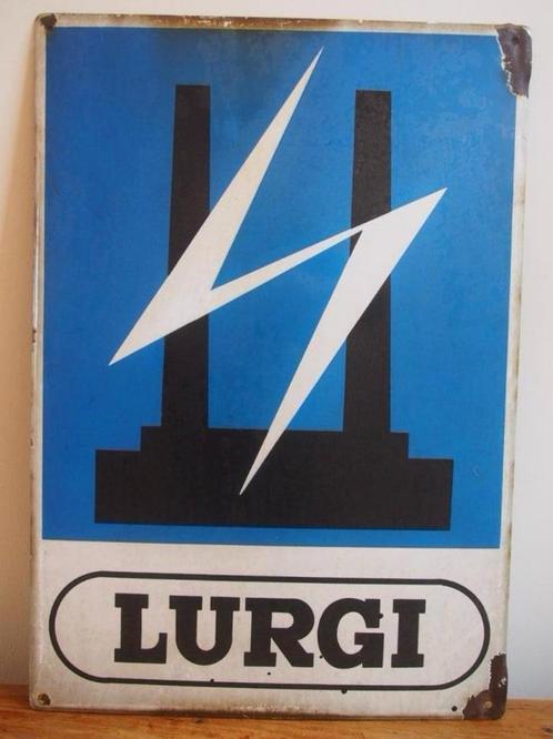 Vintage Emaille Plaat – LURGI – 42cm Breed x 60cm Hoog, Verzamelen, Merken en Reclamevoorwerpen, Ophalen of Verzenden