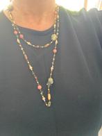 Lange halsketting goudkleurige met gekleurde stenen, Enlèvement ou Envoi, Comme neuf