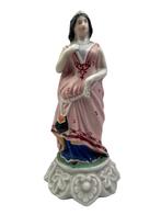 Polychroom porseleinen beeldje Vrouw in jurk 19e eeuw
