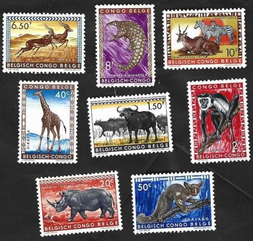 8 postzegels 1959 Beschermde dieren Belgisch Congo, Postzegels en Munten, Postzegels | Afrika, Postfris, Overige landen, Ophalen of Verzenden