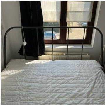 Zwart metaal bedframe 180x200, Huis en Inrichting, Slaapkamer | Bedden, Ophalen, Gebruikt, Zwart, 180 cm