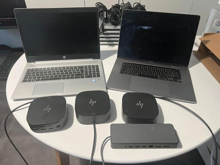 Diverse HP laptops, docks, MacBook (met defecten, als lot), Informatique & Logiciels, Ordinateurs portables Windows, Utilisé, SSD