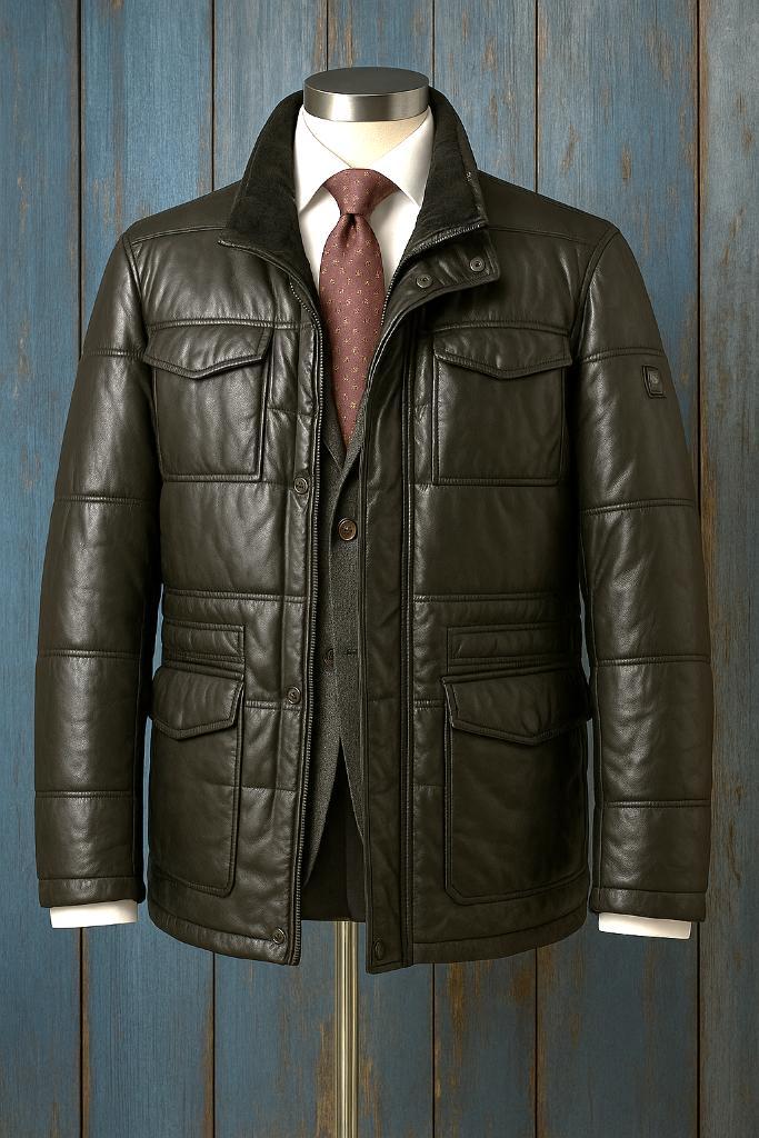 Milestone lederen jas van lamsnappa maat L, Kleding | Heren, Jassen | Winter, Gedragen, Maat 52/54 (L), Zwart, Ophalen of Verzenden