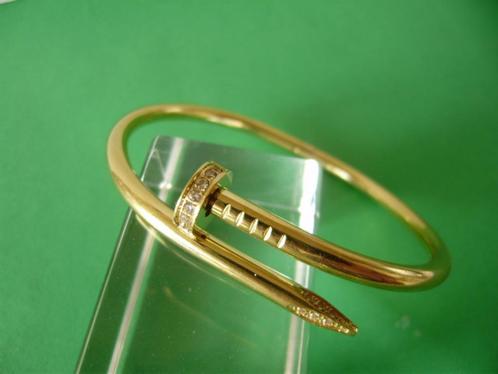 Dames Bracelet goudkleurig met Strass >>> CARTIER STIJL<<<, Handtassen en Accessoires, Armbanden, Nieuw, Staal, Goud, Met strass