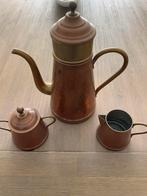 Koperen koffiepot, melk en suikerpotje, Ophalen of Verzenden, Koper