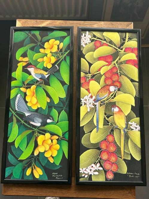 Twee Prachtige Balinese Schilderijen - Handgemaakt en Uniek, Antiek en Kunst, Kunst | Schilderijen | Klassiek, Ophalen of Verzenden