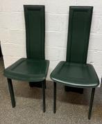 6 x groene leren stoelen, Huis en Inrichting, Ophalen, Overige kleuren, Leer, Zo goed als nieuw