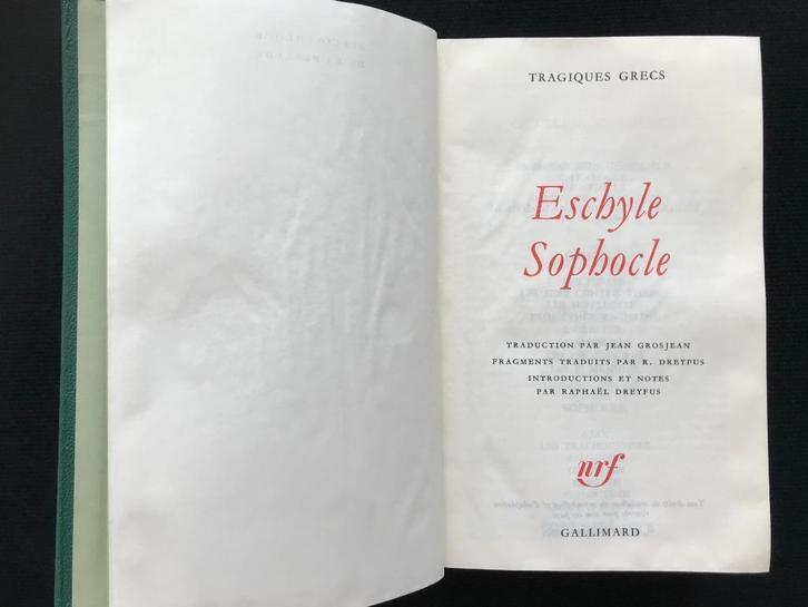 Tragiques Grecs: Eschyle & Sophocle - La Pléiade, Boeken, Overige Boeken, Zo goed als nieuw, Ophalen of Verzenden