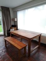 Tafel met bijhorende zitbank in massief teak – Gero Lier, Ophalen, Gebruikt, Teakhout, 150 tot 200 cm