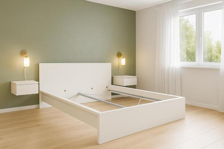 Lit IKEA Malm 180x200 avec sommier, Huis en Inrichting, Slaapkamer | Bedden, Gebruikt, Tweepersoons, 180 cm, 200 cm, Wit, Ophalen of Verzenden