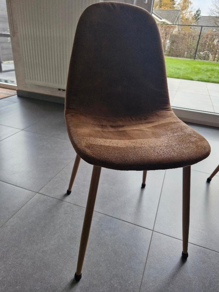 8 bruine eetkamerstoelen, Huis en Inrichting, Stoelen, Gebruikt, Vijf, Zes of meer stoelen, Overige materialen, Bruin, Ophalen