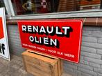 RENAULT Oliën oud emaille reclamebord, Verzamelen, Ophalen of Verzenden, Gebruikt, Reclamebord