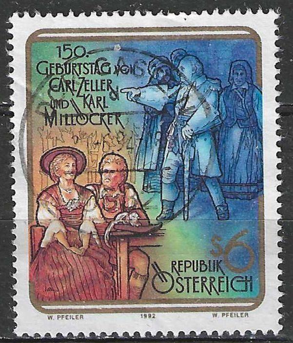Oostenrijk 1992 - Yvert 1890 - Zeller en Millocker (ST), Postzegels en Munten, Postzegels | Europa | Oostenrijk, Gestempeld, Verzenden