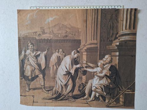 Meestertekening 18de/19de eeuw Geef Belisarius een aalmoes, Antiek en Kunst, Kunst | Tekeningen en Fotografie, Ophalen of Verzenden