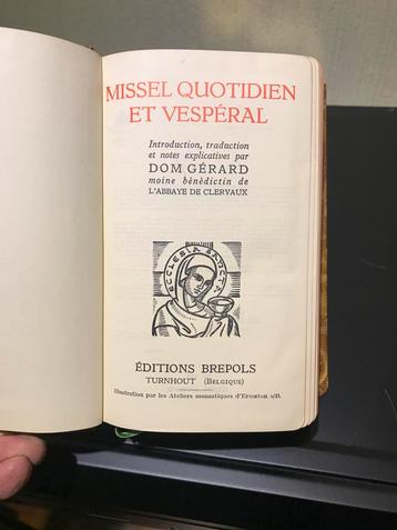 Ancien missel vesperal. 1958. Tres bon etat., Enlèvement ou Envoi