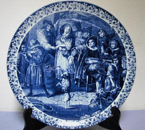 Delfts Blauw—Chemkefa—Wandplaat—serie Jan Steen - nr. 2, Antiek en Kunst, Antiek | Wandborden en Tegels, Ophalen of Verzenden