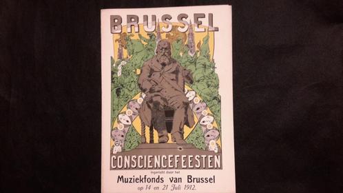 Brussel Consciencefeesten Folder 1912 Tekening Alfred Ost, Antiek en Kunst, Kunst | Litho's en Zeefdrukken, Ophalen of Verzenden