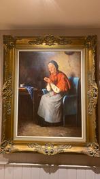 Schilderij oude vrouw met haar naald en draad, Antiek en Kunst, Kunst | Schilderijen | Klassiek, Ophalen