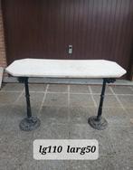 19e eeuwse bistro-salontafel van gietijzer en marmer, Tuin en Terras, Ophalen, Zo goed als nieuw