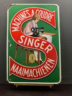 Emaille reclamebord SINGER uit 1938, Ophalen, Gebruikt, Reclamebord