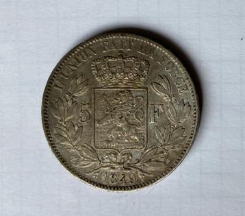 5 Francs 1849 Leopold 1 Pos-A België Zilver