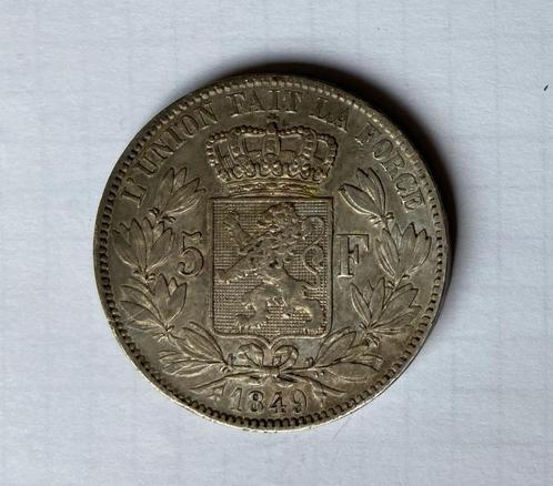 5 Francs 1849 Leopold 1 Pos-A Belgique Argent, Timbres & Monnaies, Monnaies | Belgique, Monnaie en vrac, Argent, Argent, Enlèvement ou Envoi