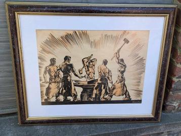 dessin les forgerons signe dequene 1941 beschikbaar voor biedingen