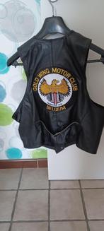 Zwart lederen gilet XXL met embleem + pin Goldwing, Motoren, Kleding | Motorkleding, Ophalen, Tweedehands, Dames, Motorcrosskleding