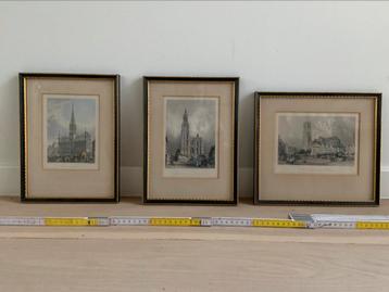 Antieke tekening Kathedralen Antwerpen Mechelen Brussel, Enlèvement ou Envoi