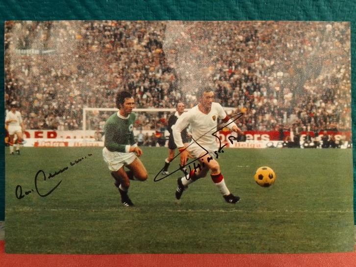 Foto Beckenbauer - Van Himst, Verzamelen, Sportartikelen en Voetbal, Zo goed als nieuw, Ophalen of Verzenden