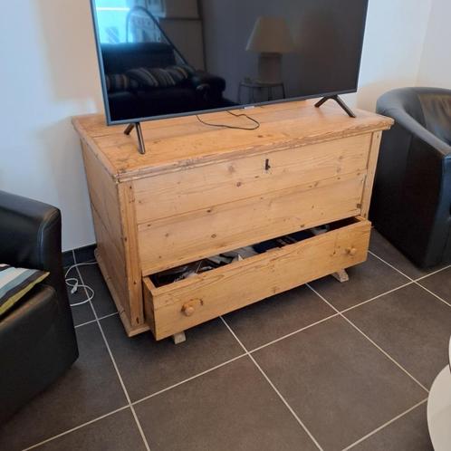 Massief grenen kist met lade, Huis en Inrichting, Woonaccessoires | Kisten, Gebruikt, Grenenhout, Ophalen