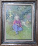 Hans Kitslaar, doek, Kind in de tuin, 80 x 60 cm, Enlèvement ou Envoi