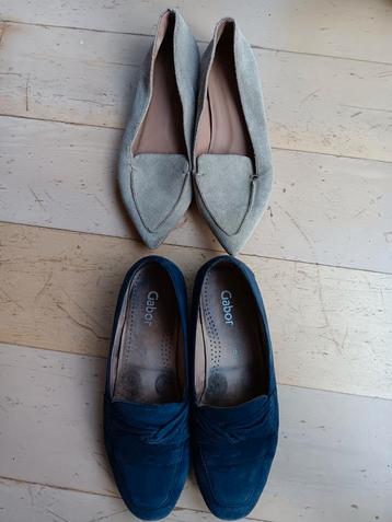 2x Flattered Gabor 38 loafers navy beige suède beschikbaar voor biedingen