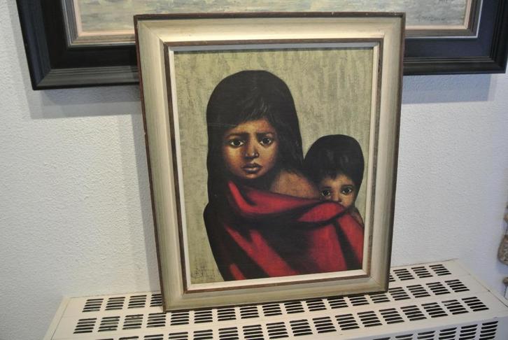 Schild.Gesign. Moeder met Kind(Zoon) Ged.’65 Vluchtelingen, Antiek en Kunst, Kunst | Litho's en Zeefdrukken, Ophalen of Verzenden