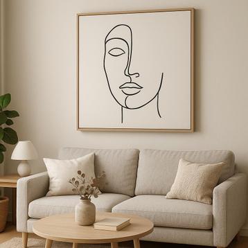 Minimalistische Lijntekening op Canvas – Abstract Gezicht (S beschikbaar voor biedingen