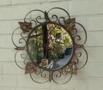 Miroir vintage avec cadre en laiton, Antiquités & Art, Enlèvement ou Envoi, Rond