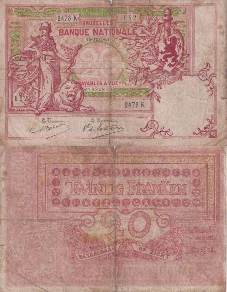 bankbiljet België, Postzegels en Munten, Munten en Bankbiljetten | Verzamelingen, Bankbiljetten, Ophalen of Verzenden