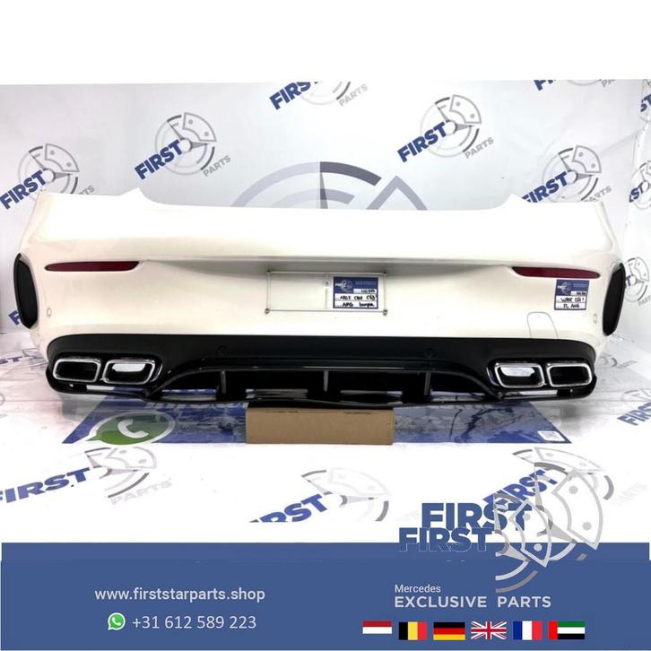 A205 C205 C63 C63S AMG ACHTERBUMPER COMPLEET PARELMOER WIT M, Auto-onderdelen, Carrosserie, Bumper, Mercedes-Benz, Achter, Gebruikt
