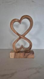Houten beeld - 2 harten, Antiek en Kunst, Ophalen of Verzenden