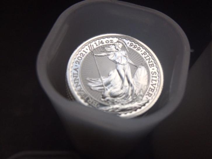 2021 UK Royal Mint - Britannia - 1/4 oz silver FULL TUBE, Postzegels en Munten, Edelmetalen en Baren, Zilver, Ophalen of Verzenden